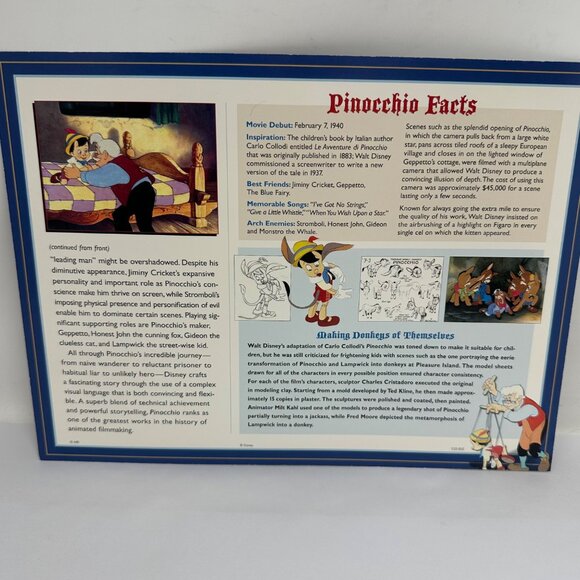 Walt Disneys Pinocchio 1940 Willabee & Ward Collectible Patch With Info Card - Picture 4 of 4